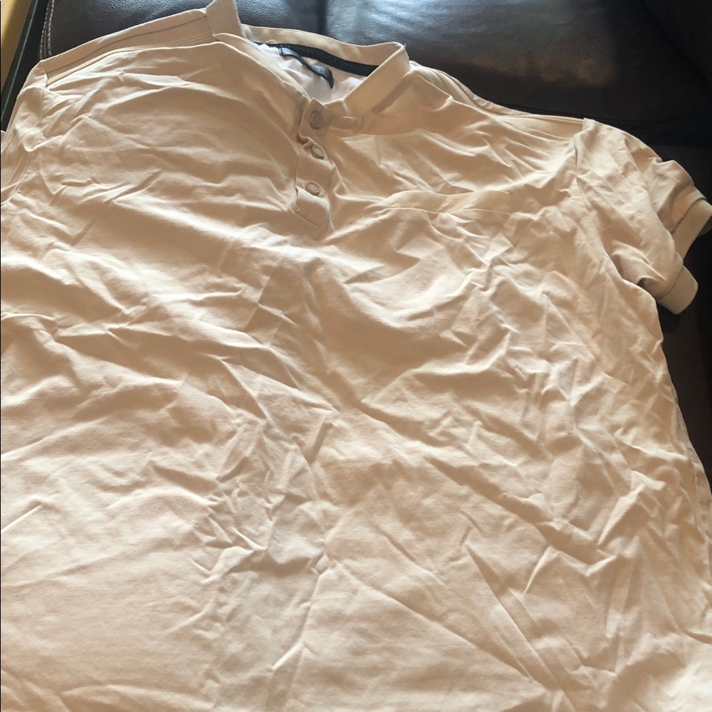 Men's White Short-Sleeve Henley Polo